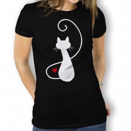 Camiseta Gato Rabo Levantado para Mujer
