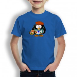 Camiseta Pingüino Pintor para niños