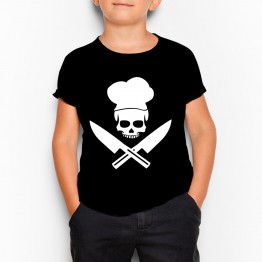 camiseta niño calavera chef negra