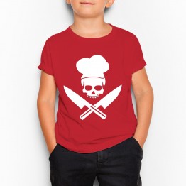 camiseta niño calavera chef roja