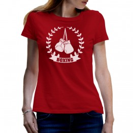 camiseta roja mujer laurel boxeo